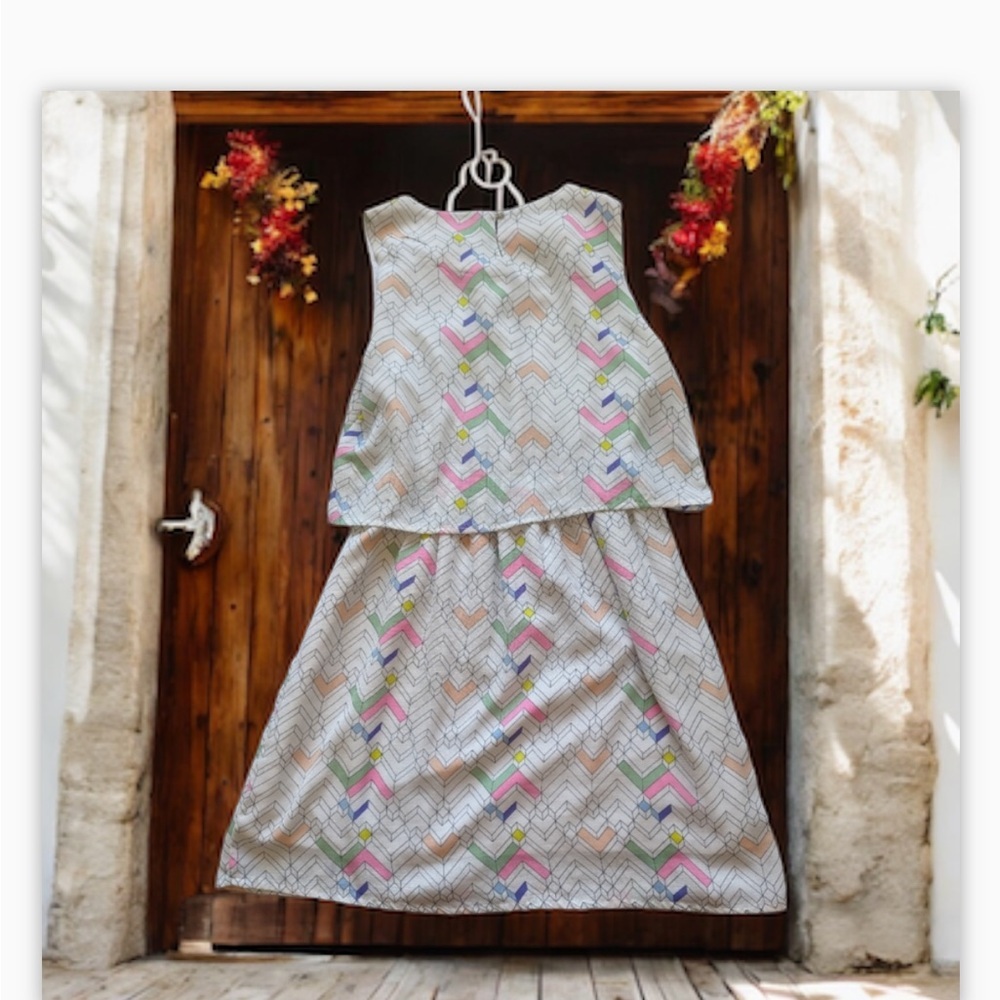 ModCloth Compania Fantastica Chevron Tiered Mini Dress M EUC Pop Art Abstract - Picture 10 of 16